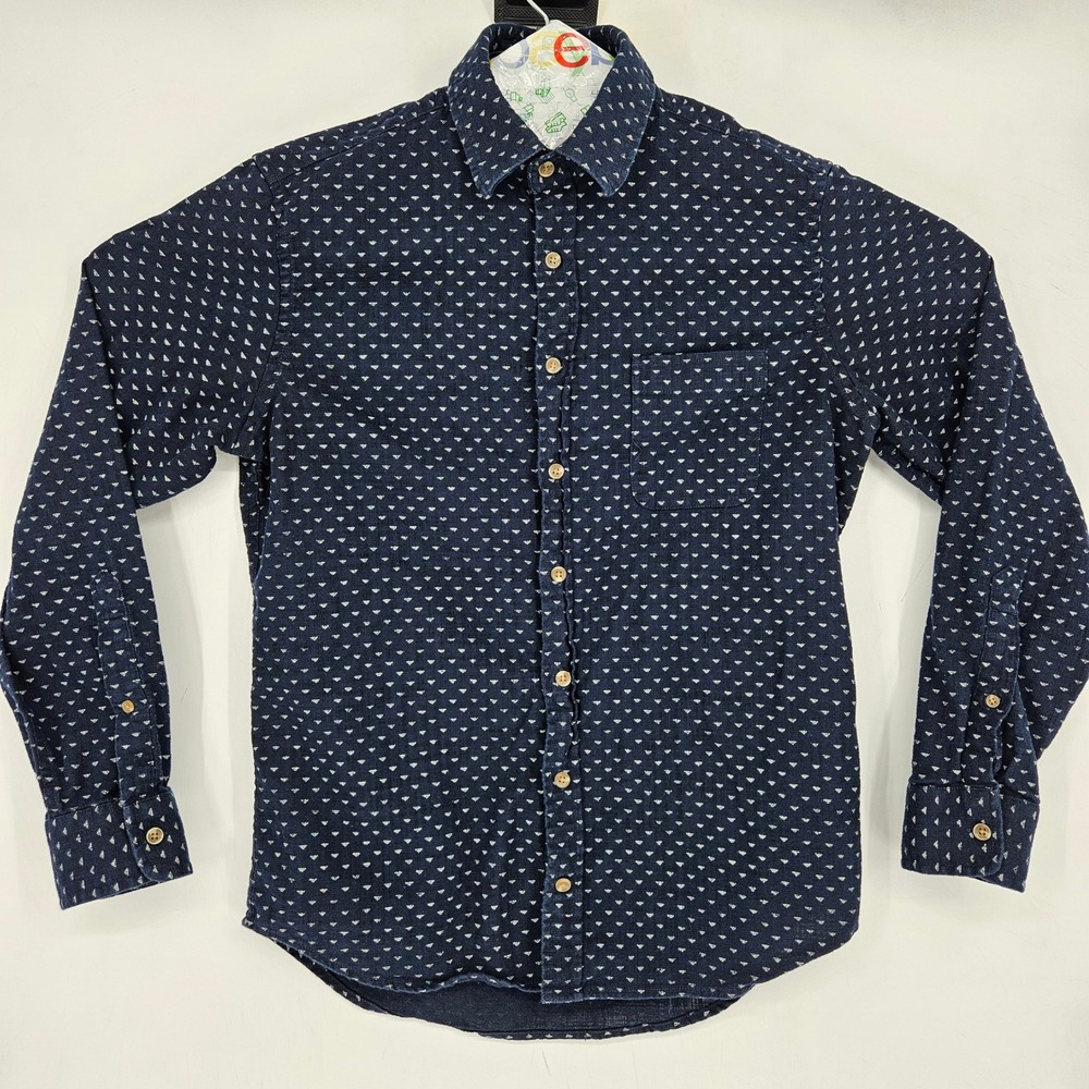 Taylor Stitch California‎ Shirt Mens 38 Small Blue Indigo Pyramid Button Up